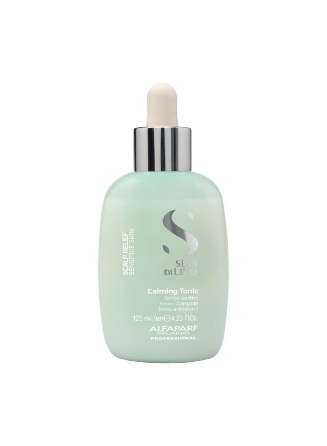 Alfaparf Milano Semi Di Lino Scalp Relief Calming Tonic for Sensitive Skin - Calming Dry Scalp Treatment & Scalp Detox to Soothe, Sleek and Shine - Professional Salon Quality (4.23 oz / 125 ml)
