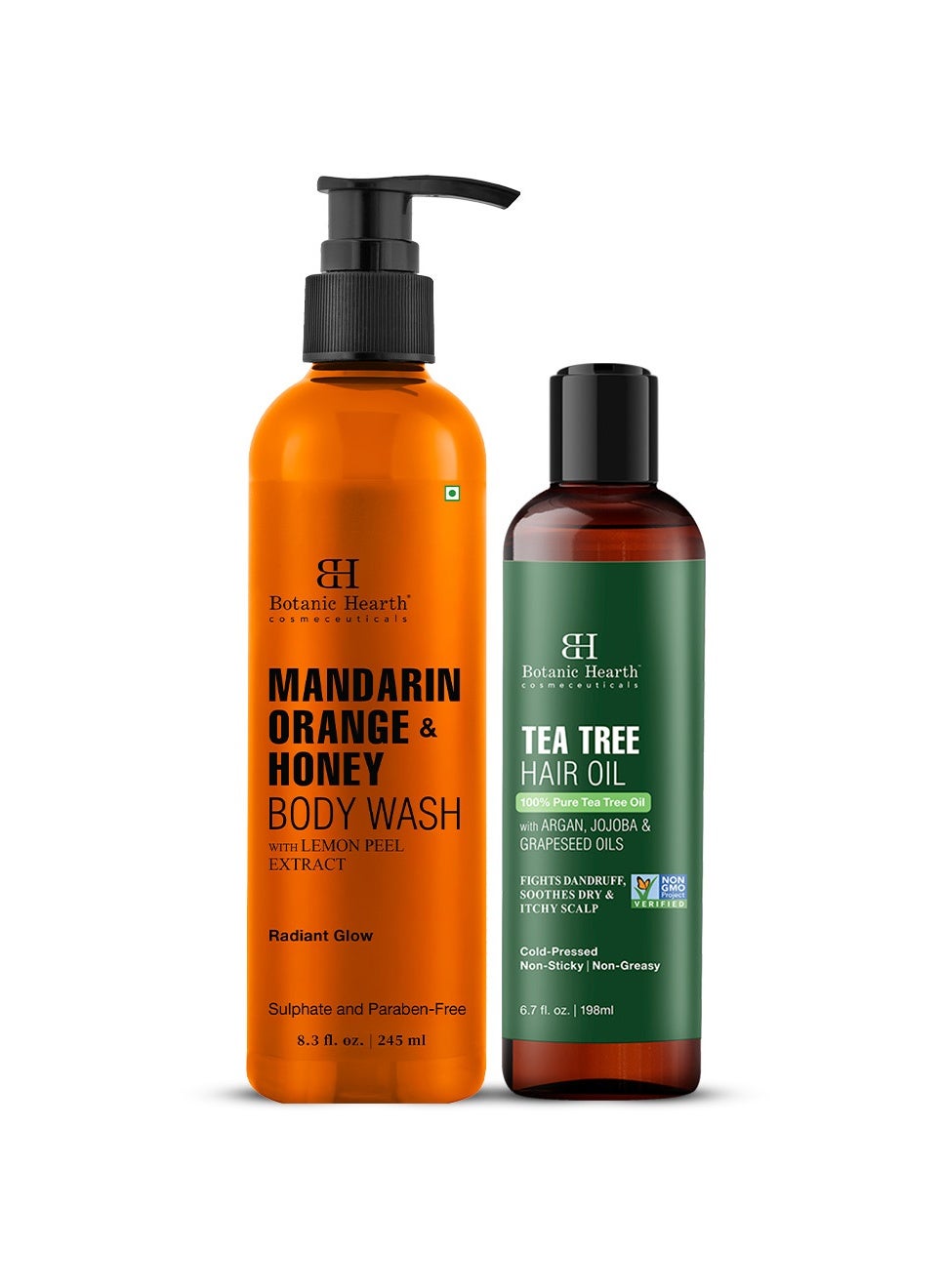 Pack of 2 Mandarin Orange Honey Body Wash 245ml & Tea Tree Hair Oil 198ml Skin Cleansing & Hair Care Combo for Men & Women