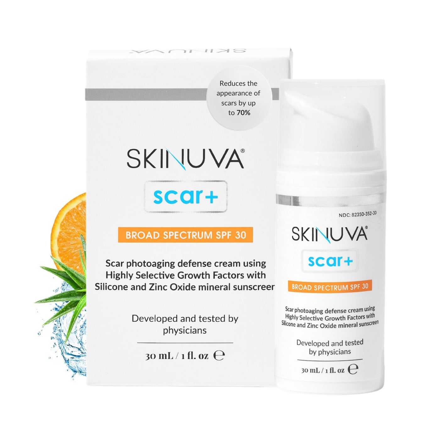 SkinuvaÂ® Next Generation Scar+ Cream - Advanced Silicone Scar Cream Matrix +SPF 30 Formulated with Growth Factors & Helps Reduce the Appearance of Scars (1 oz)