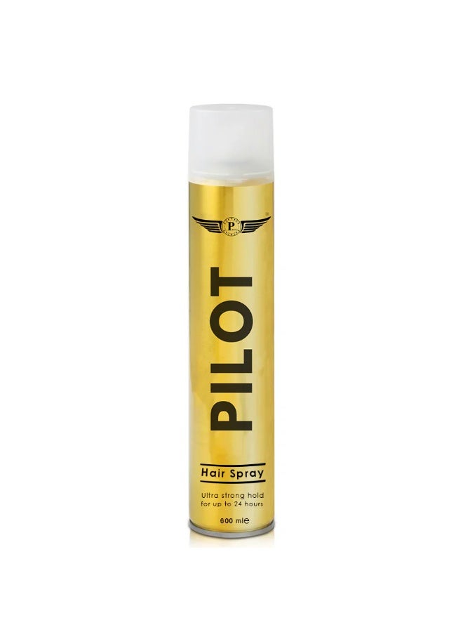 2PC Pilot Hair Spray - 600 ml Long Lasting Styling Spray, Up to 24 Hour Hold, Controls Flyaways & Baby Hair