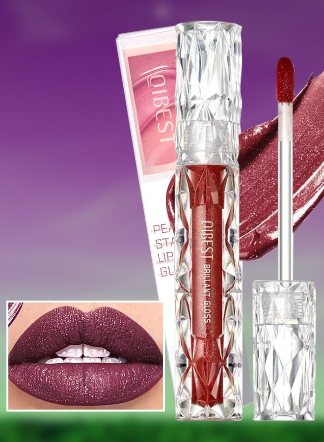 Pearly Stay Lip Gloss Diamond Matte Lip Oil Gloss Glitter Metallic Liquid Lipstick Glitter Shimmer Lip Glaze Shimmery Finish High Pigment Long Lasting Lip Gloss Tint Makeup No.05