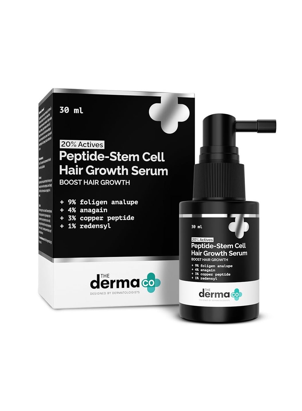 Actives Peptide Stem Cell Hair Growth Serum 30  With 9 Foligen Analupe 4 Anagain 3 Copper Peptide 1 Redensy Boosts Hair Growth Promotes Healthy Scalp For All Hair Types