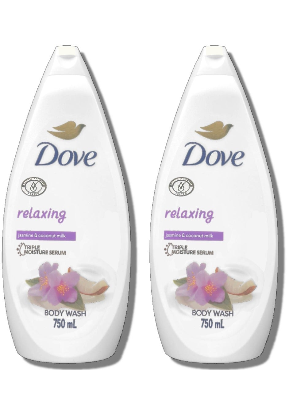 Relaxing Body Wash with Jasmine and Coconut Milk scent 750ml (Pack of 2pcs)