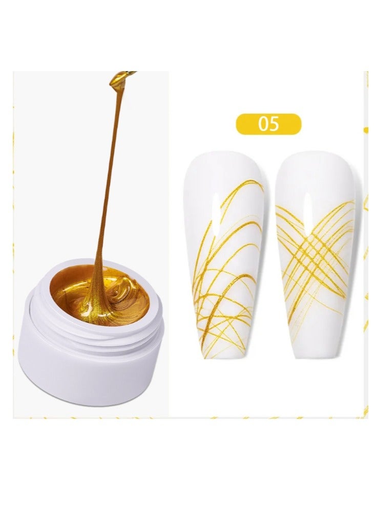 Gold Color Spider Gel For Nail Art,Soak Nail Art DIY Gel Paint Design Point To Line Drawing And 3D Emboss Nail Art  Spider Gel Polish Wire Drawing Nail Gel Spider Gel for Nail Art Drawing and Painting Decoration