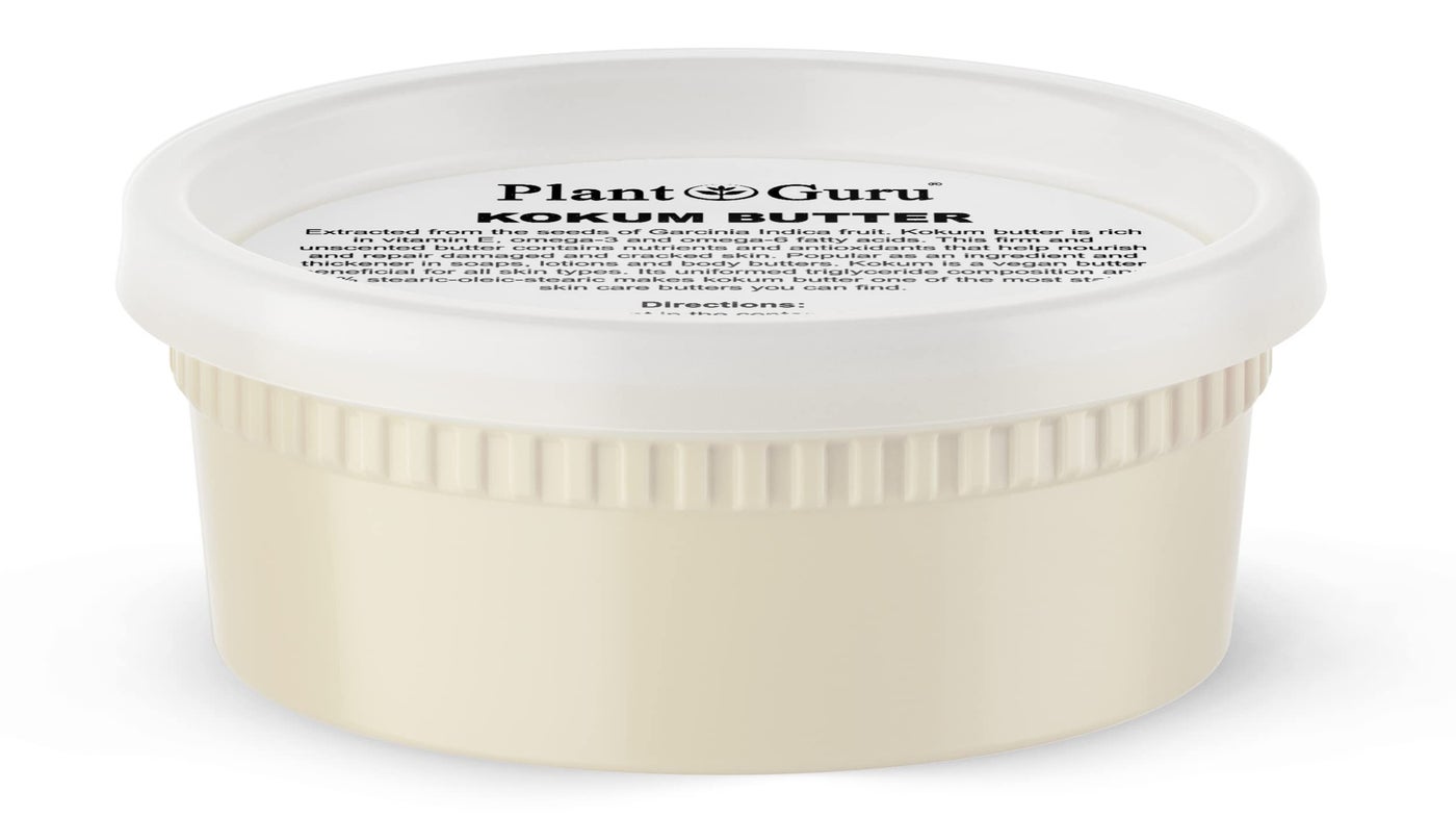 Plant Guru Raw Kokum Butter 8 oz. 100% Pure Natural Cold Pressed - Great for Skin, Body and Hair Moisturizer, DIY Creams, Balms, Lotions and Soap Making.