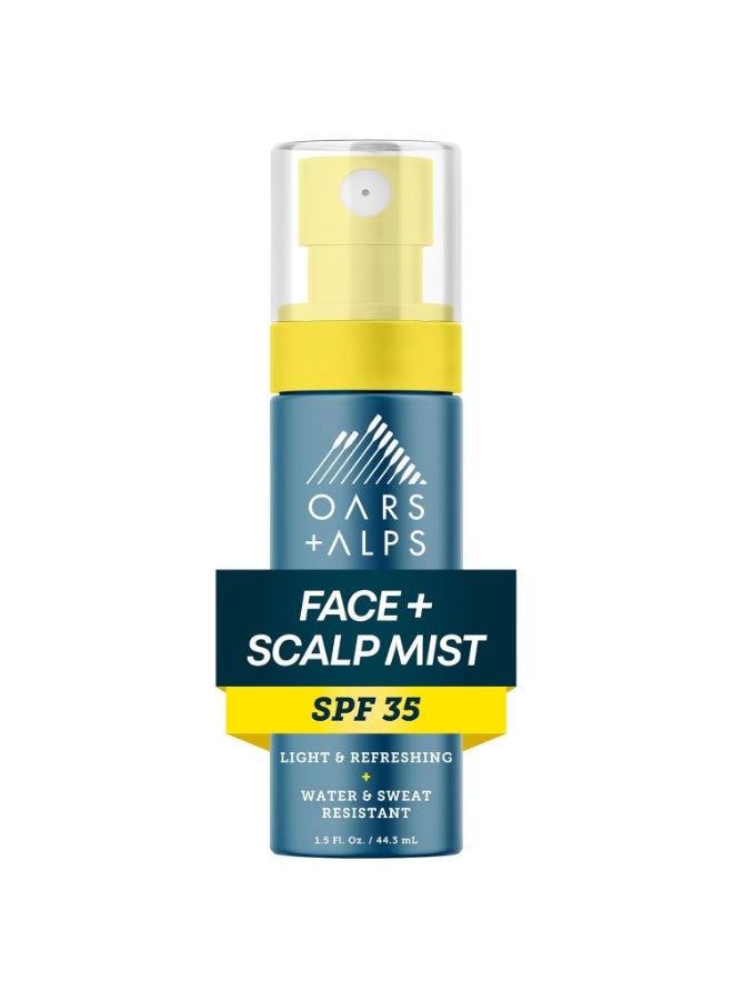 Oars + Alps Face & Scalp Sunscreen Spray Mist, SPF 35 Facial & Hair Sunscreen, Infused with Aloe Vera + Cucumber, Water & Sweat Resistant, Summer Splash Scent, 1.5oz