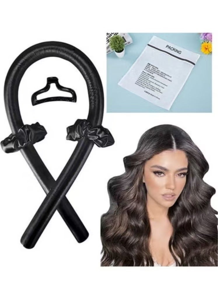 Flexible Jumbo Heatless Long Hair Curler Headband Kit Black