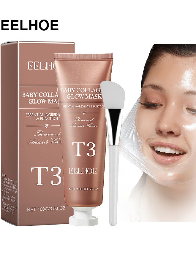 T3 Baby Collagen Glow Mask, For Elasticity, Firmness, Glow Skin, T3 Collagen Mask, T3 Collagen Peel Off Mask, Korean Skin Care Facial Mask, Anti Wrinkle Firming Face Masks