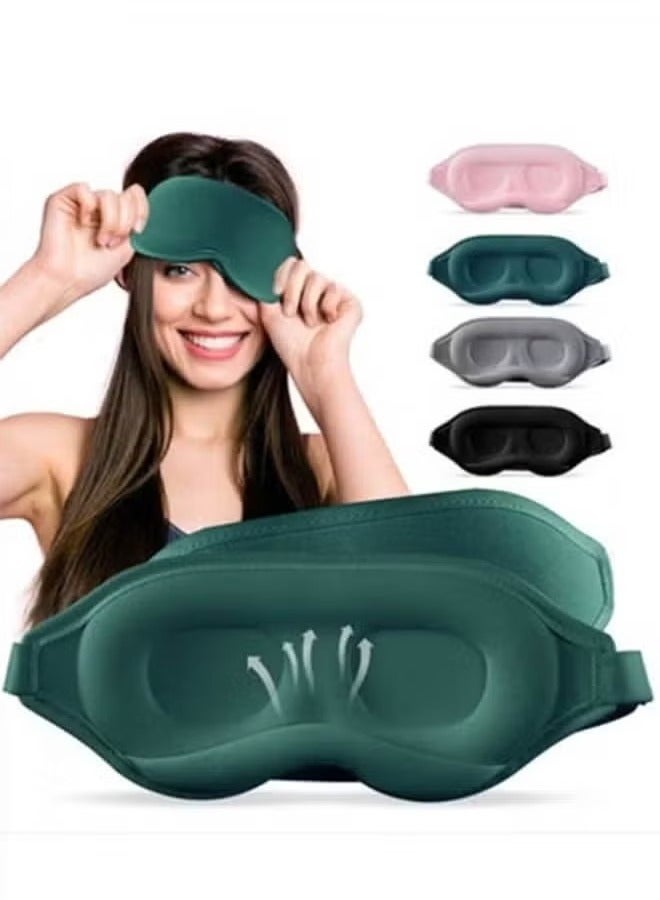 Sleep Eye Mask for Men and Women - Perfect Blackout 3D Eye Mask for Calm Sleep | 100% Blackout Nose Bridge Design | Soft and Comfortable Eyeshadow Cover for Travel, Yoga, Napping - Green