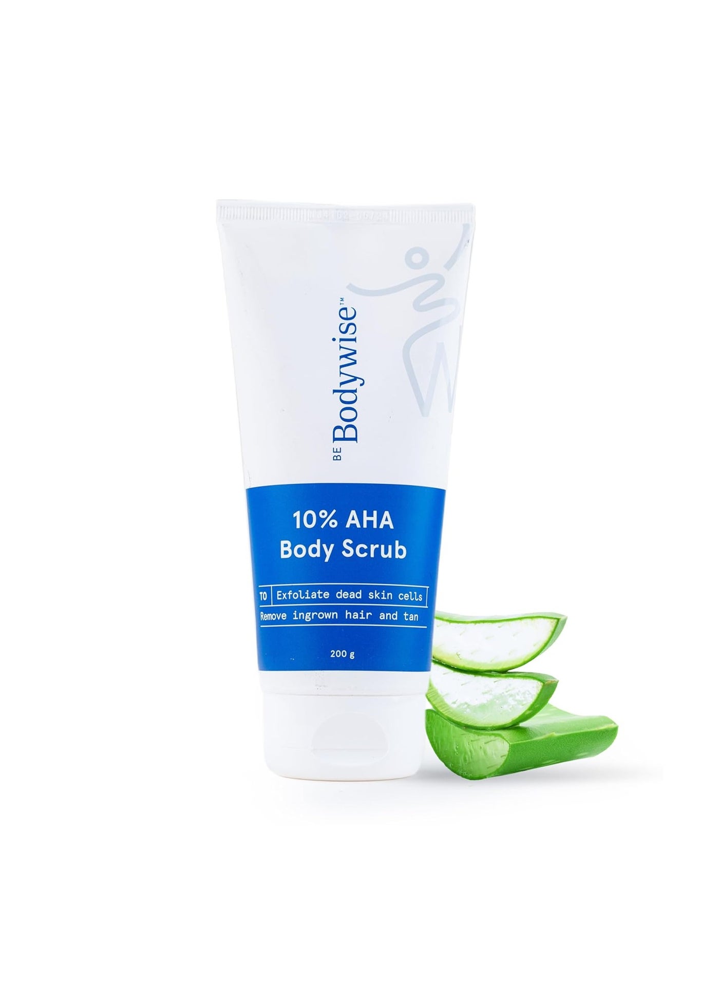 Be Bodywise 10% Lactic AHA Exfoliating Body Scrub 200g | Tan Removal & Soft-Smooth Skin | De-Tan Bathing Scrub with Centella Water & Aloe Vera, Removes Dirt & Dead Skin from Neck, Knees, Elbows & Arms | All Skin Types