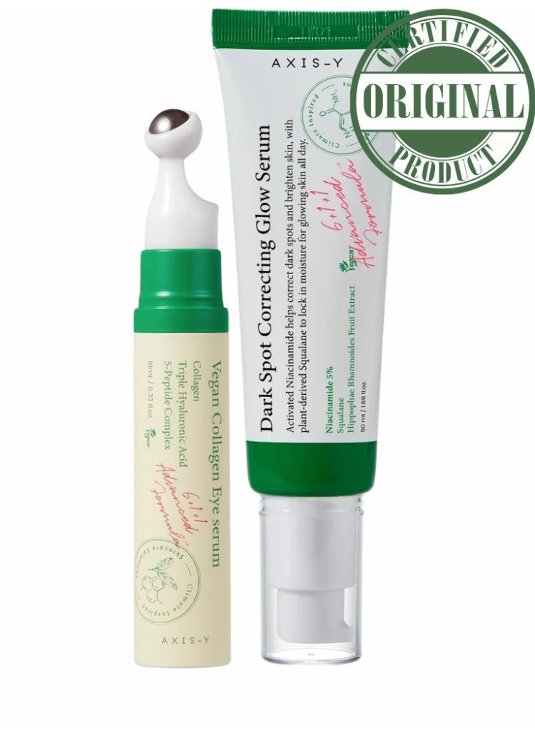 Dark Circles, Fine Lines & Dark Spots Solution – AXIS-Y Vegan Collagen Eye Serum + Dark Spot Correcting Glow Serum Brightening & Firming Set