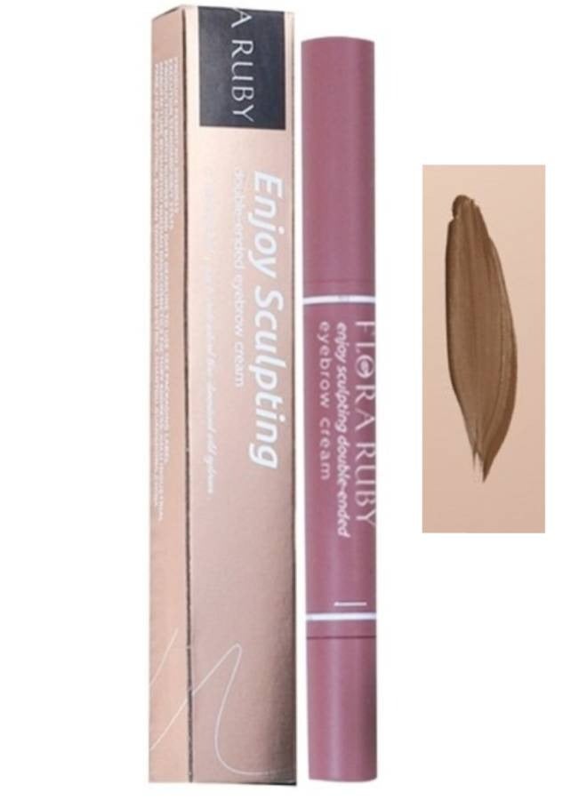 Double Ended Eyebrow Cream Waterproof Smudge Proof Eyebrow Definer Pen Dual Ended Brush with Cream Shapes Defines and Fills Brow Makeup Create Natural Looking Brows Eyebrow Pencil Natural Brown