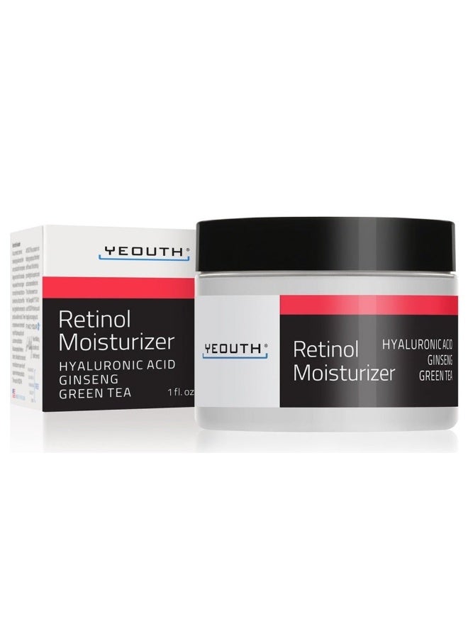 Retinol Moisturizer With Hyaluronic Acid, Ginseng, Green Tea, 1Oz