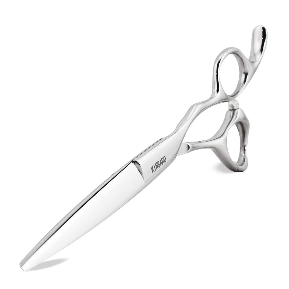 Professional Hair Shears 6" Silvery Blind Hole Sharp Hair Cutting Scissors Haircut Barber Scissors Barber Shears Convex Edge 440C KINSARO for Hairdresser Barbershop or Home Use