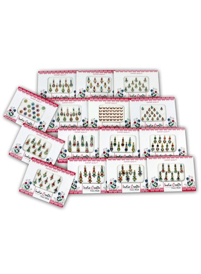 ™ 6 Packs- 60 Multicolored long Bindis Forehead Tika Face Jewels
