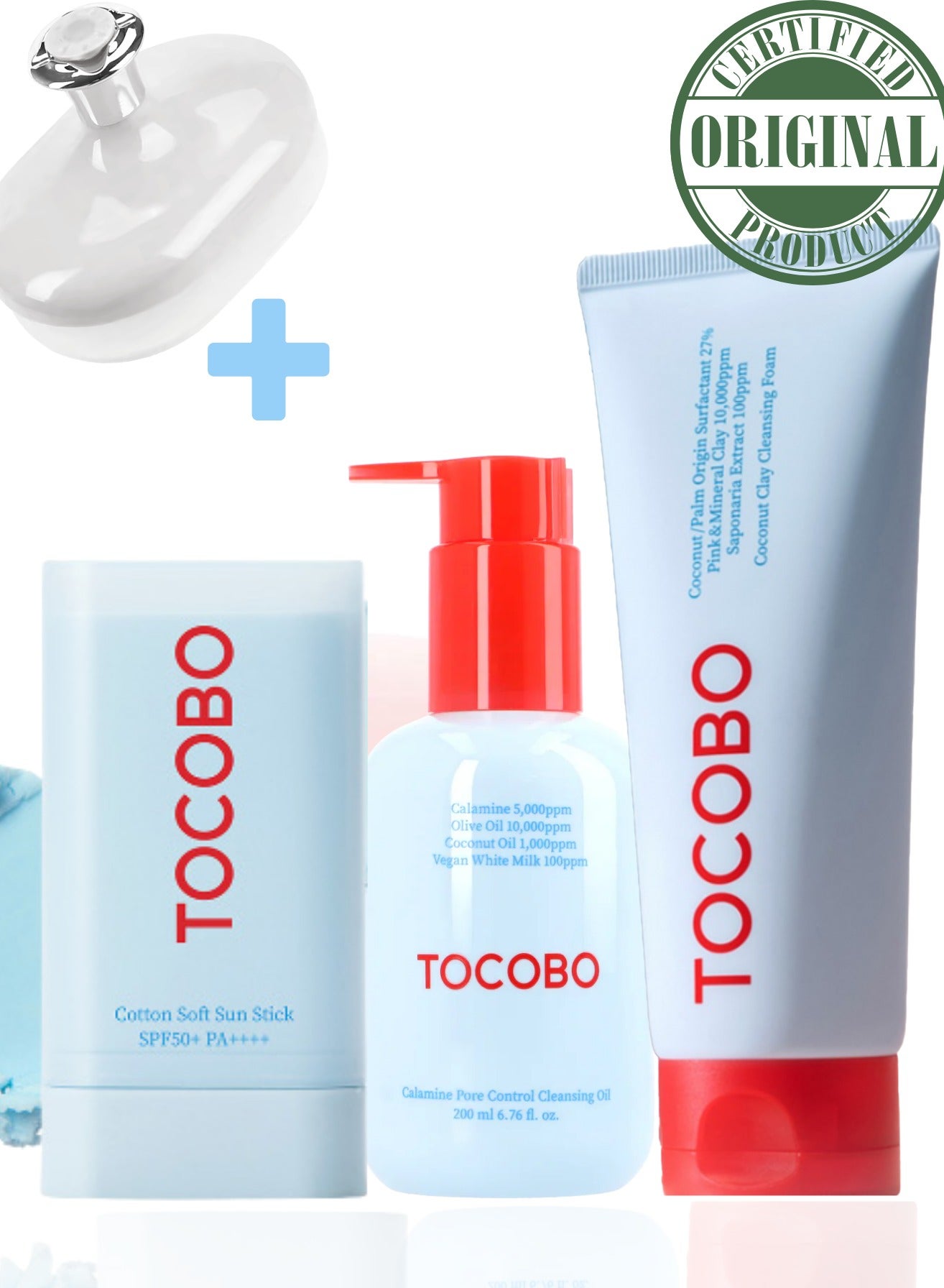 Pore Congestion & Excess Oil Control Set – Tocobo Pore Cleansing Oil, Soft Sun Stick & Coconut Cleansing Foam | Deep Cleanse, Clear Pores & Daily Protection