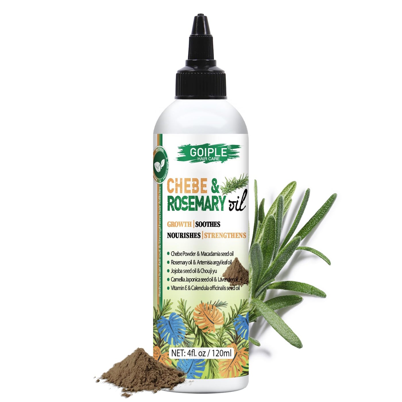 4 FLOZ Chebe&Rosemary Hair Oil for Hair Growth Chebe Oil Moisturizer for Scalp, African Chebe Powder for Hair Growth Stronger, Thicker, Longer Hair, Natural Rosemary Hair Growth Oil for All Hair Types