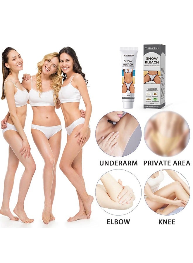 Snow Bleach Intensive For Face and Body - Private Part Underarm Whitening Dark Spot Corrector Cream Skin Lightening Bleaching Cream for Intimate Areas Brightening 60ml