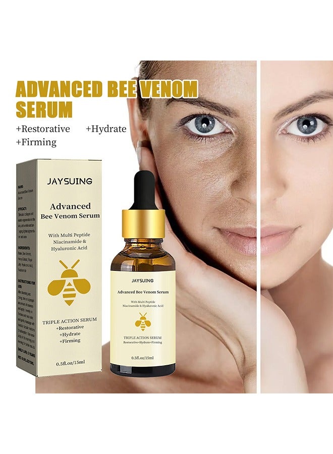 Advenced Bee Venom Serum,Anti-Wrinkle Essence Anti-aging Serum With Multi Peptide,Hyaluronic Acid,Triple Action Serum Repair,Moisturize and Firm Face Skin