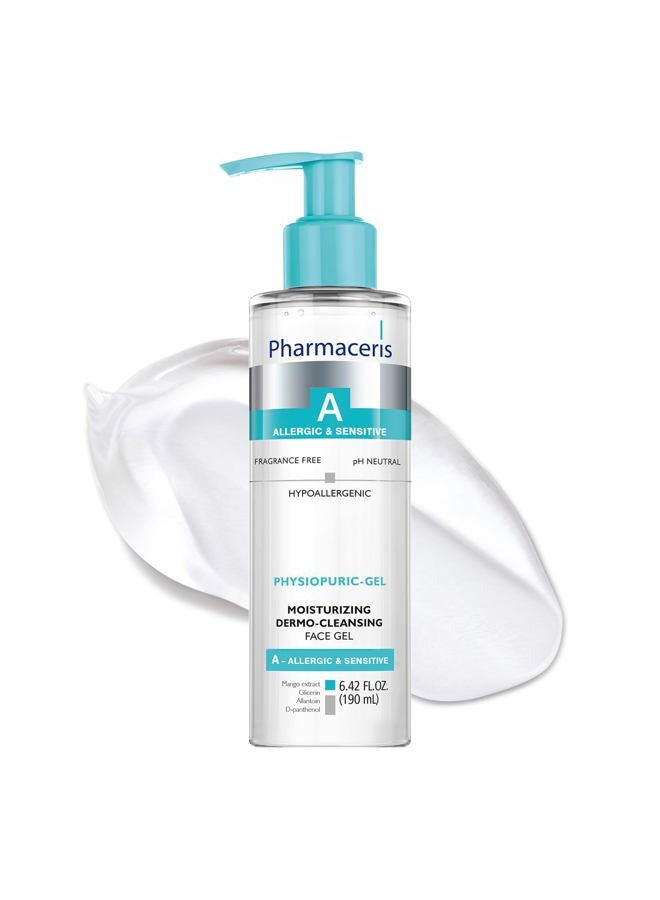 PHYSIOPURIC-GEL Moisturizing Dermo Cleansing Face Gel, Facial Cleanser, Gently Cleanses, Removes Impurities & Makeup, Hydrates & Soothes Allergic & Sensitive Skin, Face Wash, 6.42 fl oz