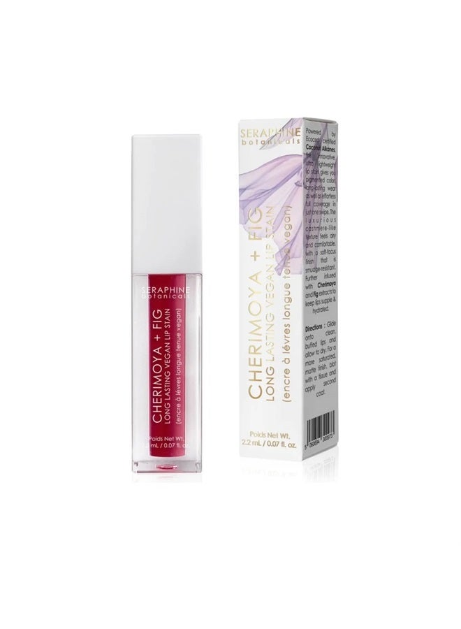 Long Lasting Vegan Lip Stain with Cherimoya & Fig Extracts - Lustrous Liquid Lipstick Intense Color Pigment High Impact Makeup Lip Cream Color Stick Balm for Women (Cerise)