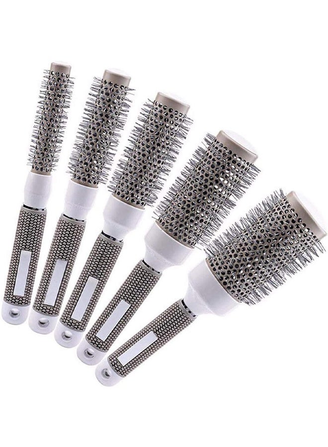 Set of 5 Round Hair Brush Curled Ceramic Hair Styling Brush, Ceramic Round Hair Brush，Barrel Curling Brush Tool Set，Beautiful Shape，for Blow Drying, Curling and Styling(19mm 25mm 32mm 45mm 53mm)