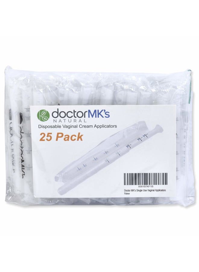 Disposable Vaginal Applicators (25-Pack), Fits Premarin Estrace Contraceptive Gels and Many Other Creams, Individually Wrapped Applicator with Dosage Markings, by Doctor MK's®