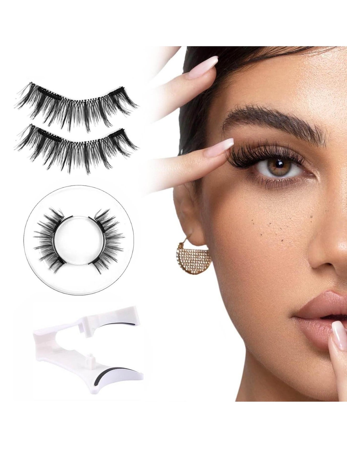 Magnetic Eyelashes Reusable Dual Magnetic Lashes without Eyeliner Natural Look Magnetic Eyelashes with Applicator False Eyelashes No Glue Magnetic Lashes