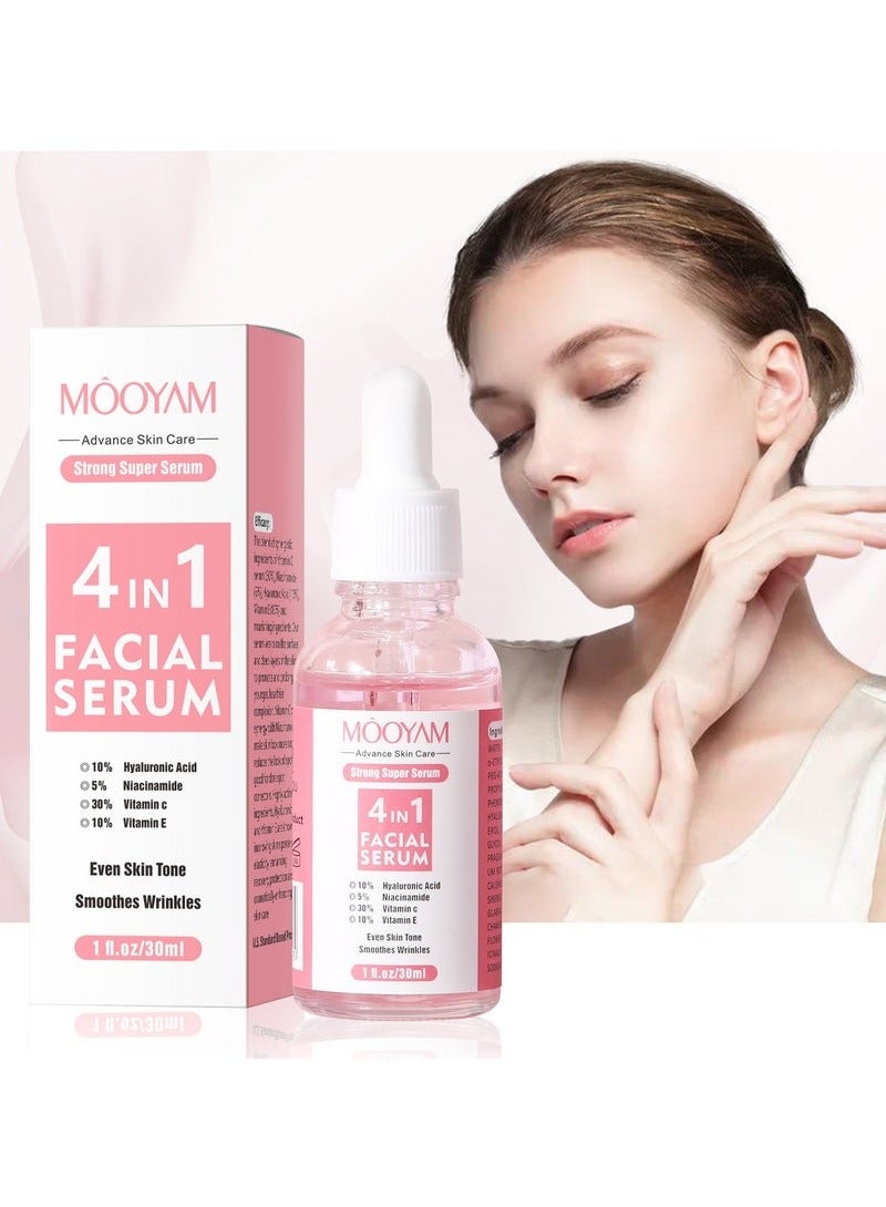 30ml Ultimate Skin Revitalizer - 4-in-1 Facial Serum with Hyaluronic Acid, Niacinamide & Vitamins C+E, Deep Moisturizing, Skin Nourishment & Radiant Complexion Boost for Daily Skincare