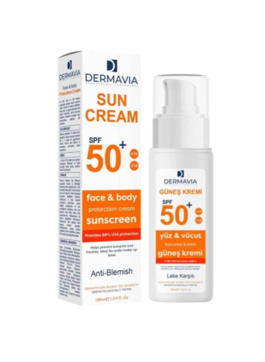 Dermavia Anti-Blemish SPF50+ Face & Body Protection Sunscreen Cream 100ml