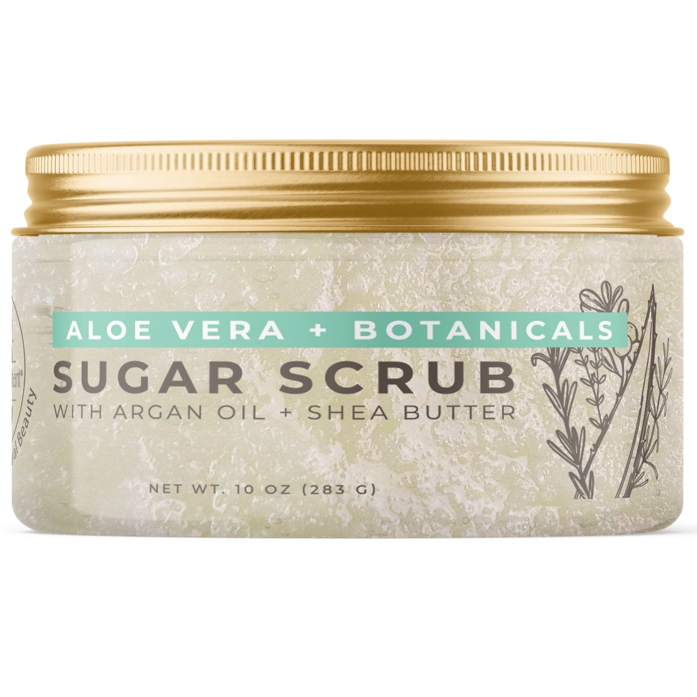 Natural Elephant Aloe Vera & Botanicals Exfoliating Sugar Scrub with Argan Oil and Shea Butter 10 oz (283g)