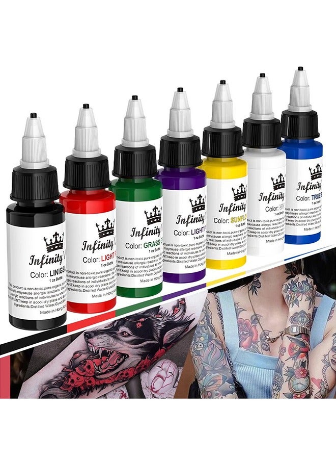 Set Of 7 Colors Tattoo Ink Set Natural Plant Shader Semi Makeup Body Arts Paint Tattoo Supplies