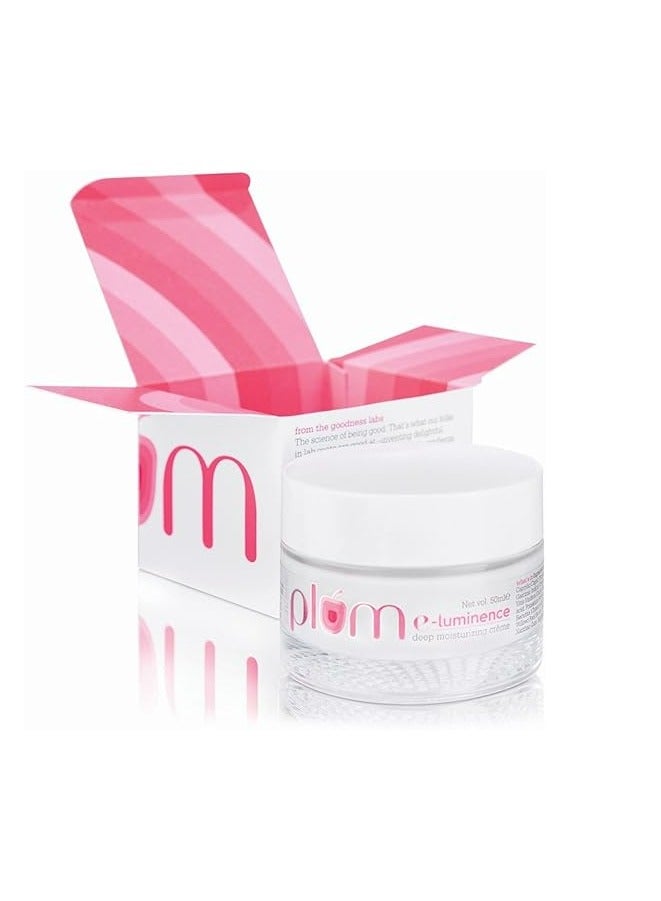 Plum E-Luminence Deep Moisturizing Cream Ultra-hydrating Face Moisturizer For Normal Dry and Sensitive Skin Rich in Vitamin E Nourishes Skin Combats Drynes Smoothens Skin, White 50ml