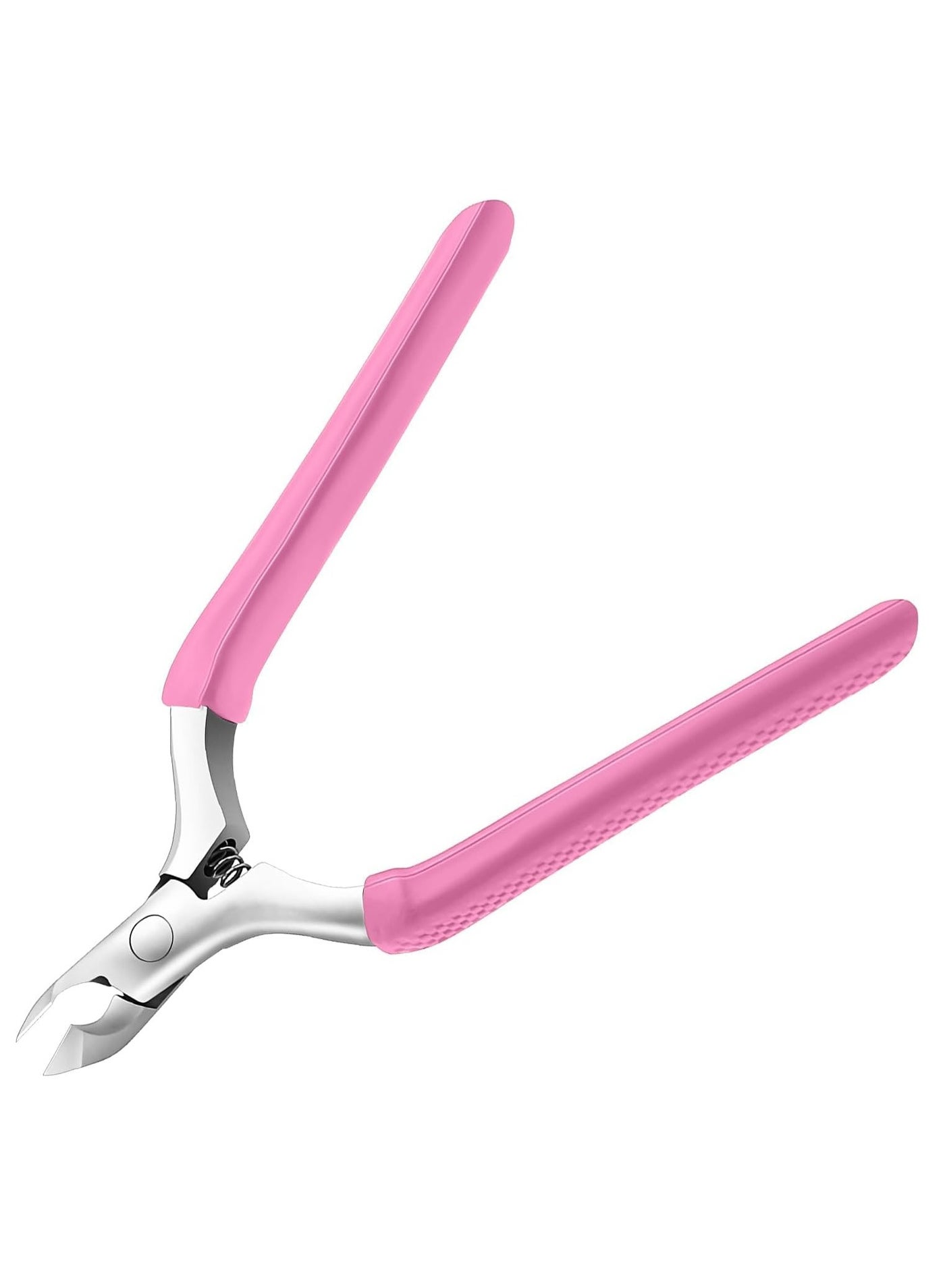 Cuticle Trimmer with 3/4 Jaw - Extremely Sharp, Stainless Steel Cuticle Clippers with Silicone Handle, Pink - For Manicure & Pedicure Nail Care