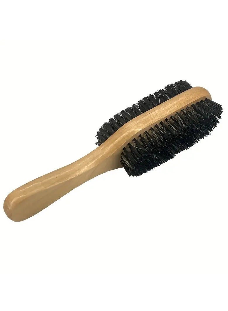 Beard Brush Male Bristle Brush, Wooden Handle Beard Styling Tool For Salon Home Father Boyfriend, Anti-Static