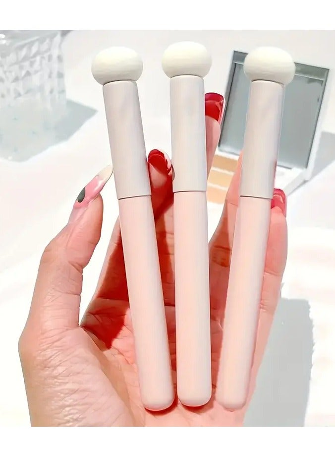 Pink Concealer Wand Brush Set - Nylon Bristle, Unscented, All Skin Types, ABS Plastic Handle, Mushroom Head Concealer Makeup Brushes for Travel and Contouring