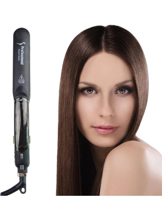 ManKami Professional Salon Steam Hair Straightener, Argan Steam Styler Ceramic Tourmaline Flat Iron Vapor Heater Hair Straightening Iron with Anion Care and Locking switch