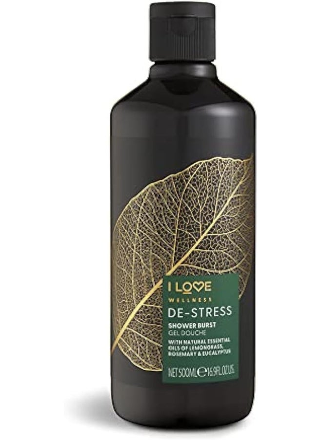 I LOVE I Love Wellness Shower Burst De-Stress | Aromatherapy Shower Gel with Lavender & Chamomile | 500ml | Relaxing, Moisturizing & Vegan