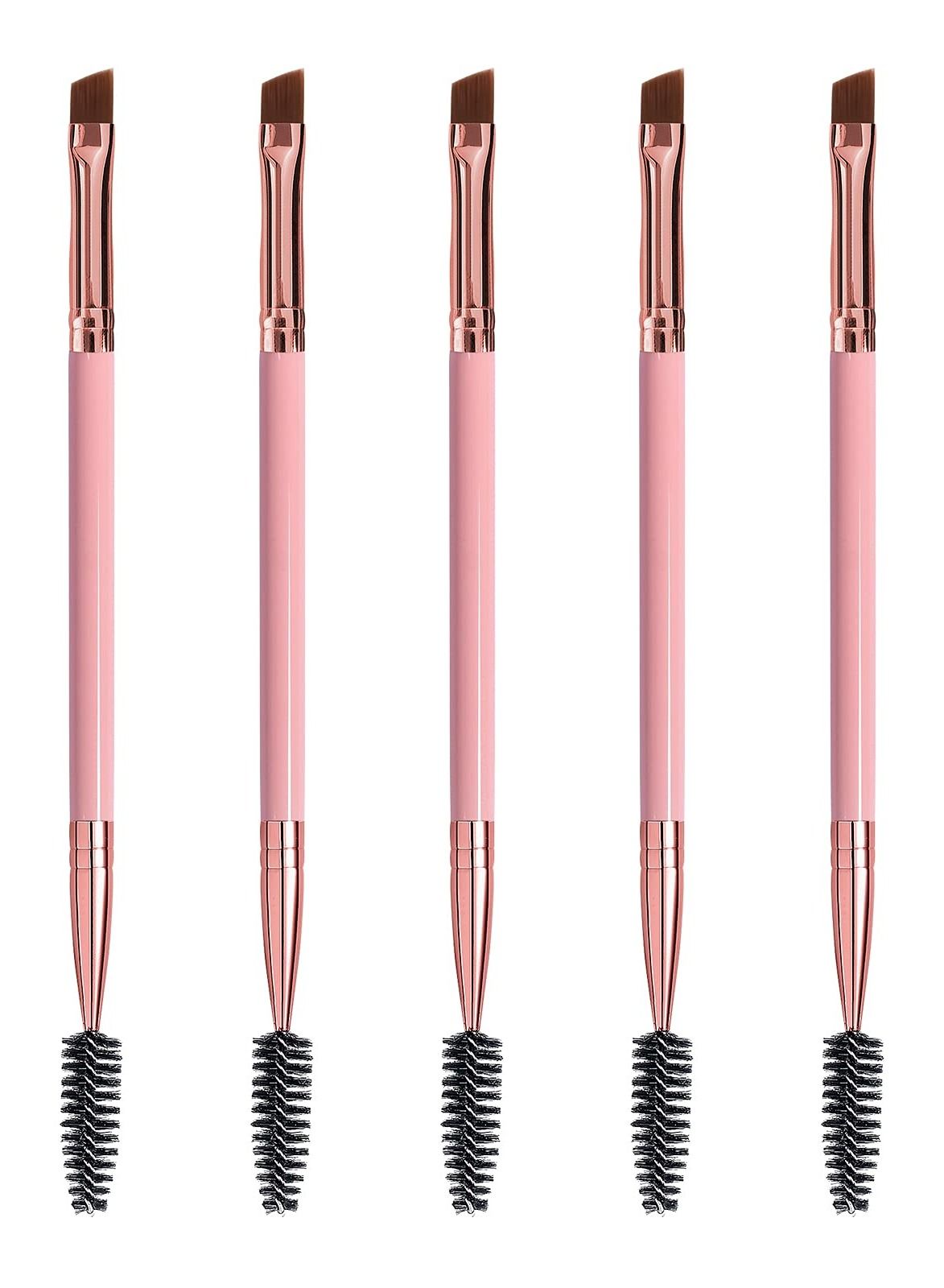 Duo Eyebrow Brush, SYOSI 5Pcs Spoolie Brush and Angled Brow Brush Eyelash Brush for Eye Makeup