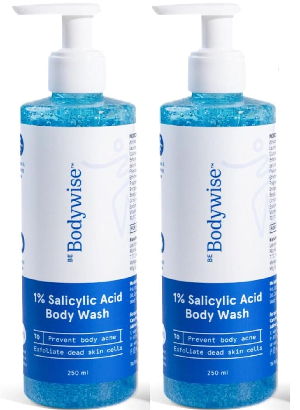 Bodywise 1% Salicylic Acid Body Wash 250*2ml    Prevents Body Acne & Gently Cleanses Skin
