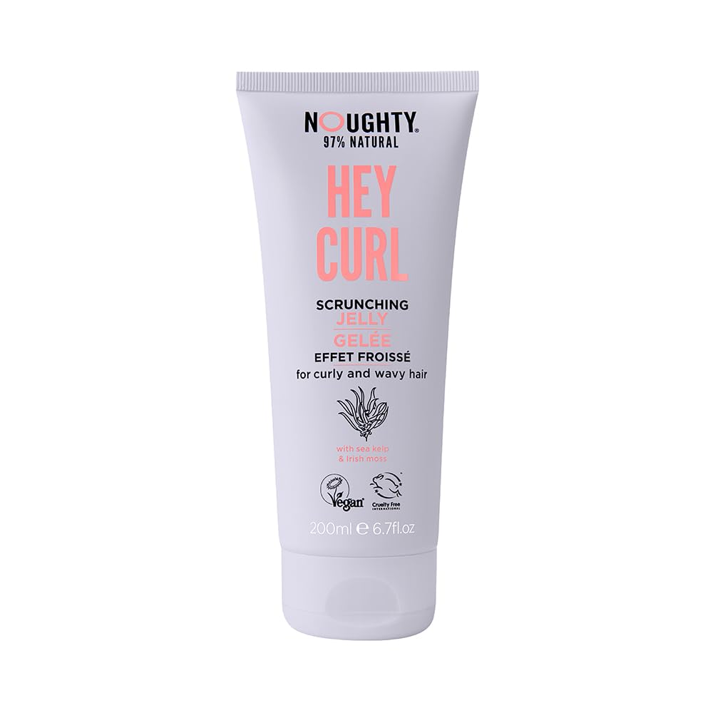 Noughty 97% Natural Hey Curl Scrunching Jelly, Hydrating Frizz Control Formula for Curly and Wavy Hair with Sea Kelp and Irish Moss, Sulfate Free Vegan Haircare 6.7fl.oz