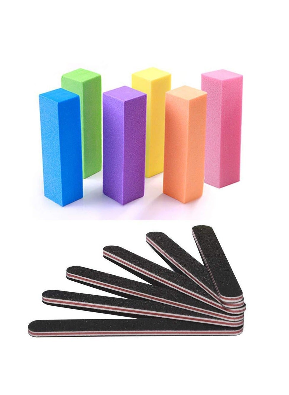 Nail Files and Buffers, Professional Manicure Tools Kit Rectangular Art Care Buffer Block Tools 100/180 Grit 12Pcs/Pa(Black)
