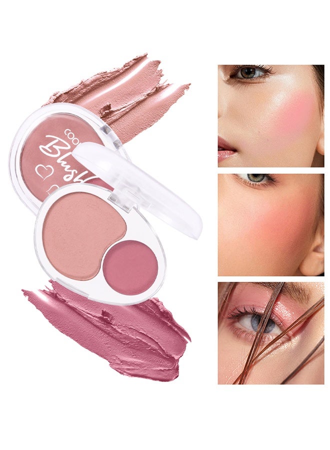 2-in-1 cheek blush, Natural makeup with a natural look with high gloss powder to brighten skin tone, low saturation rouge #01