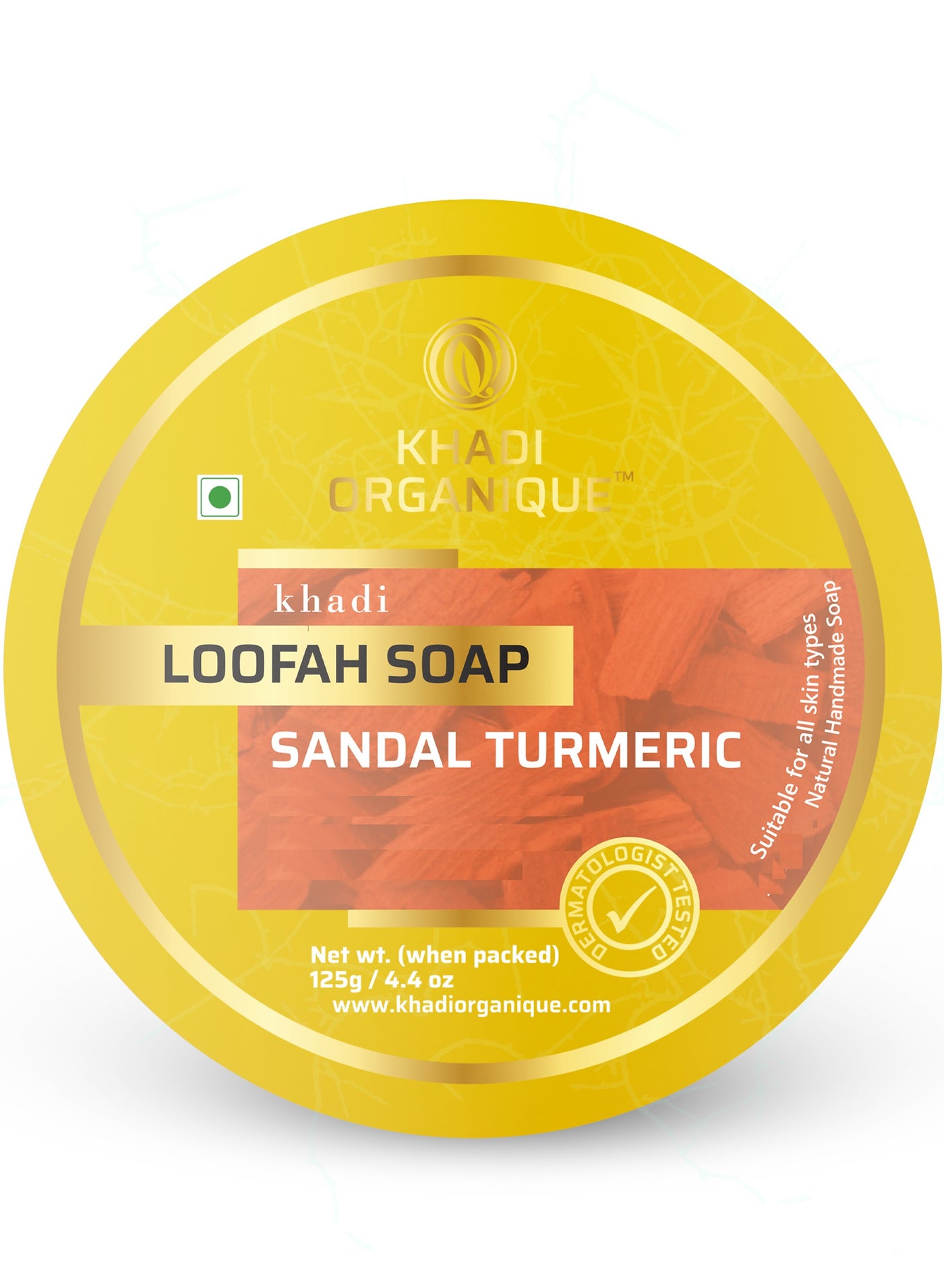 Khadi Organique Natural Herbal Sandal Turmeric Loofah Soap 125g