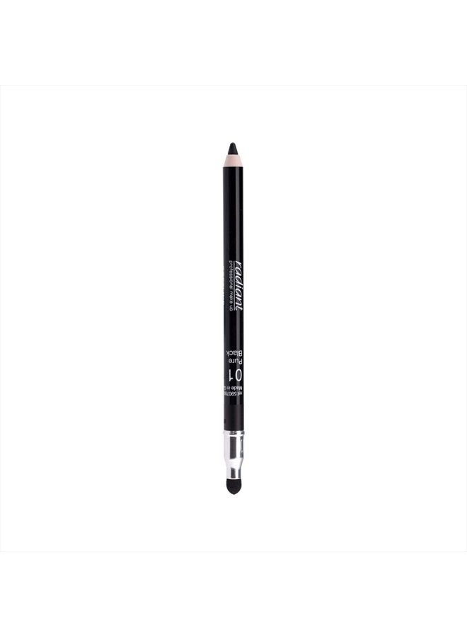 Radiant Professional Softline Waterproof Eye Pencil with Smudging Tool - Long Lasting Under Eye Liner for Women, For the Perfect Smoky Eye, Pure Black (01)