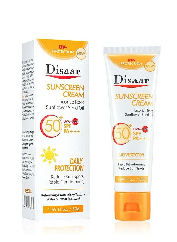 Sunscreen Cream Licorice Root Sunflower Seed Oil  SPF 50 PA+++ 50 g