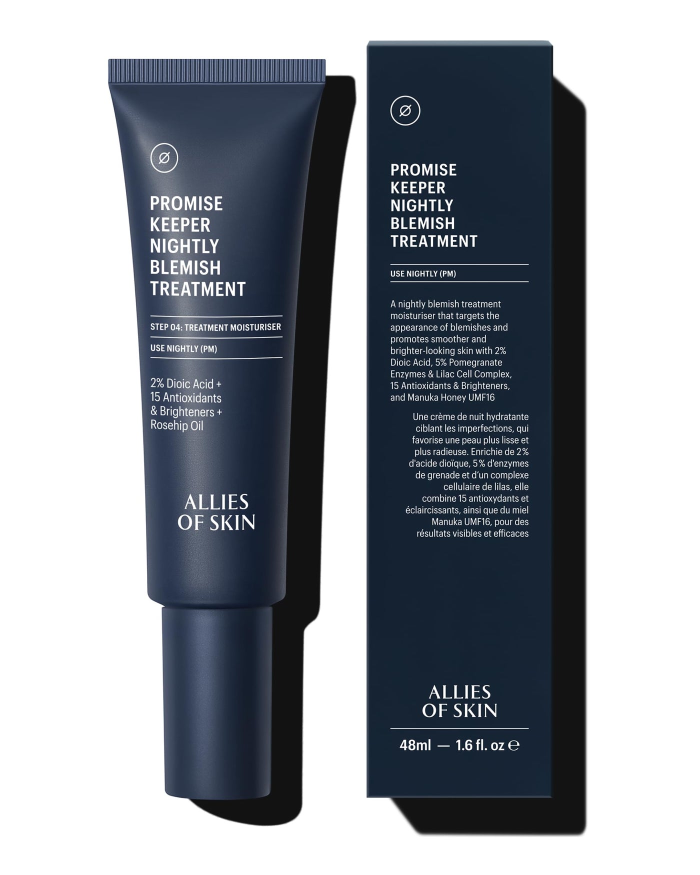 Allies of Skin Promise Keeper Blemish Sleeping Facial: Night Cream Moisturizer Treatment. Dioic + Mandelic + Lactic Acid, Manuka Honey, Rosehip Oil. Hydrates & Refines Skin 1.7 oz
