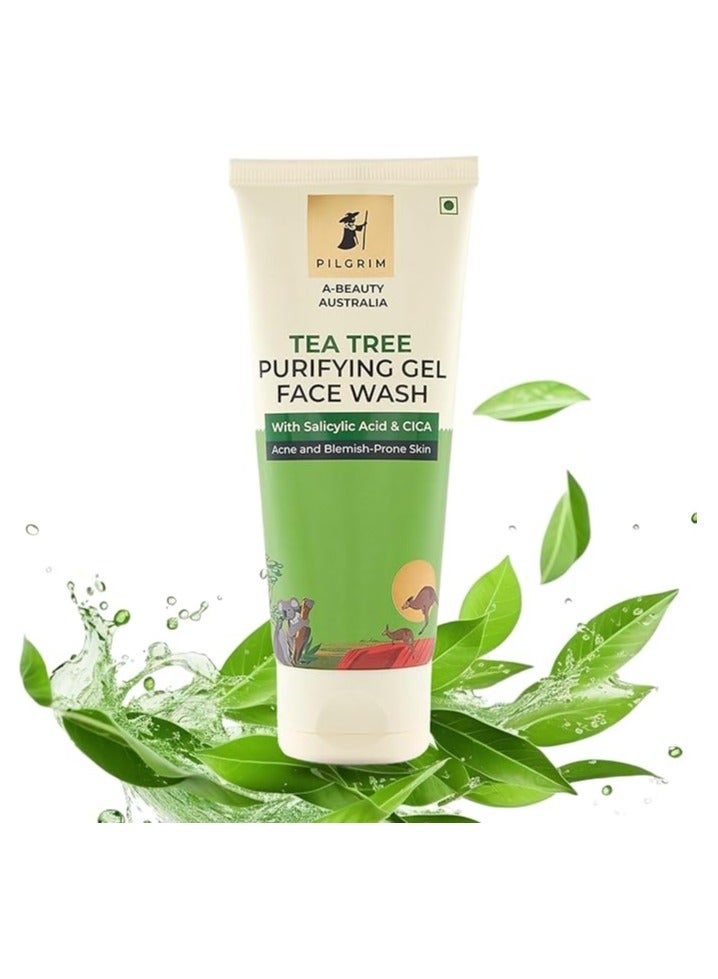Australian Tea Tree & 1% Salicylic acid Gel Face wash Men & Women|Tea Tree purifying gel face wash with 1%salicylic acid & CICA for oily skin,acne and pimples|Oily skin cleanser for face|100ml