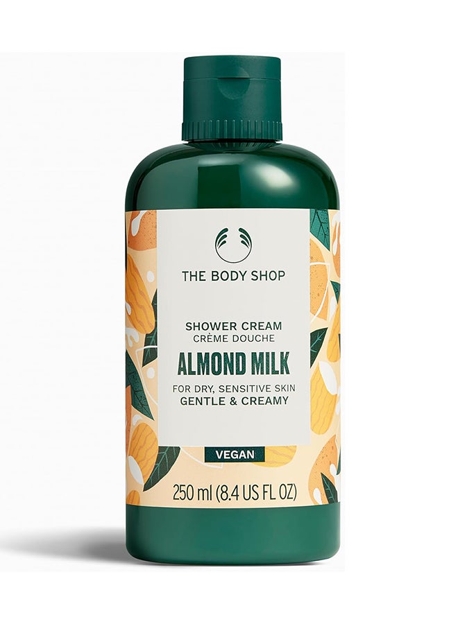 Almond Milk Shower Cream – Hydrating Body Wash for Dry, Sensitive Skin | Vegan, 93% Natural Origin Ingredients with Organic Almond Milk | Gentle Cleanser for Soft, Comforted & Moisturised Skin, 250ml