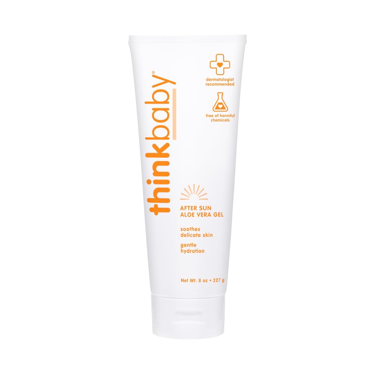 Thinkbaby Aloe Vera Gel After Sun Relief Lotion, 8 Fl Oz – EWG Verified Natural After Sun Skincare for Face & Body - Hydrating, Soothing & Moisturizing Sunburn Solution for Babies & Toddlers